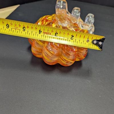 Lighted Orange Art Glass Pumpkin