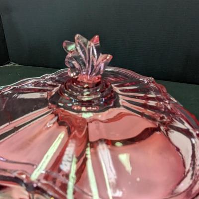 Vintage Dusty Rose Pink Depression Glass Candy Dish