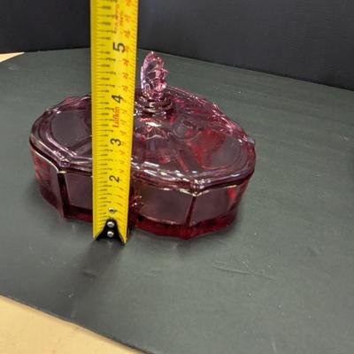 Vintage Dusty Rose Pink Depression Glass Candy Dish