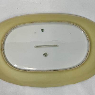 Sale Photo Thumbnail #233: Marked with the Limoges, France decorating firm '"MR France" mark, for Martial Redon, circa 1920's. Signed by the artist. 
This lovely plate features a scalloped rim with a heavy gold border. The center scene is of a male black grouse game bird watching o