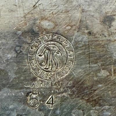 Sale Photo Thumbnail #267: The tray is made by the Forbes Silver Company and is silver-plated. It is described as a "quadruple plate," which refers to a specific type of silver-plating process