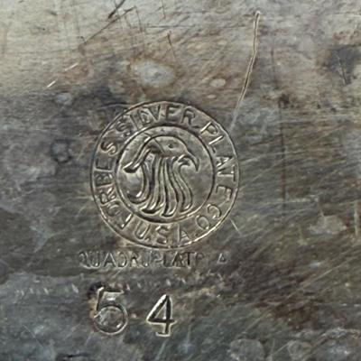 Sale Photo Thumbnail #268: The tray is made by the Forbes Silver Company and is silver-plated. It is described as a "quadruple plate," which refers to a specific type of silver-plating process