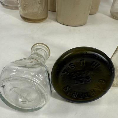 Sale Photo Thumbnail #289: Blue, smoky and clear glass and milk bottle.  See photos for what's included.
