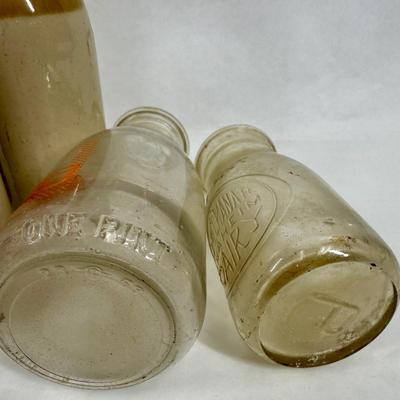 Sale Photo Thumbnail #286: Blue, smoky and clear glass and milk bottle.  See photos for what's included.