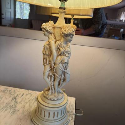 Goddess Chalkware/Plaster Lamps, Pair