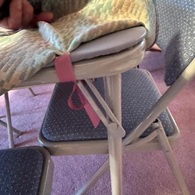 2 Bridge Table & Chair Sets w Custom Tablecloths