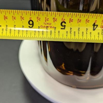 Artland Ribbed Glass Canister Apothecary Jar Pewter Pineapple Lid