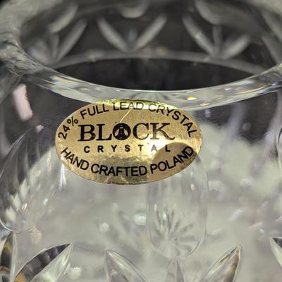 Full Lead Block Crystal Hand Crafted In Poland Rose Bowl Tulip Pattern