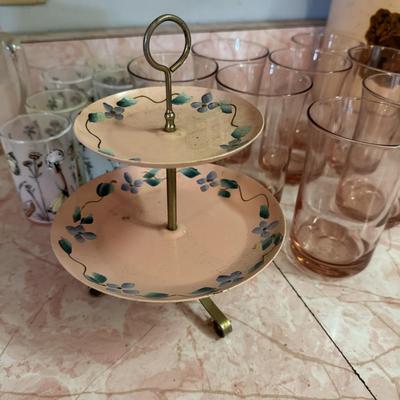 Glassware Sets & Tidbit Tray As Is