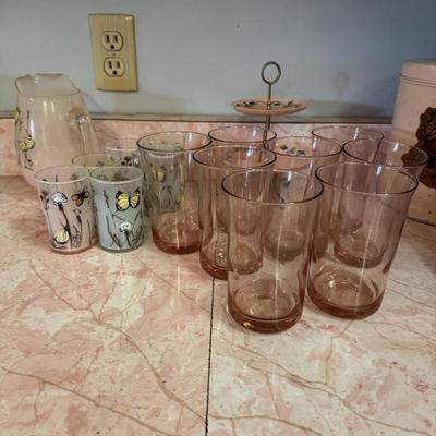 Glassware Sets & Tidbit Tray As Is