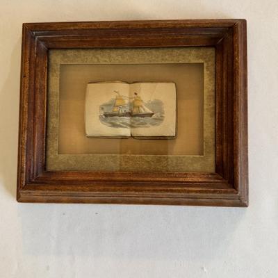 Vintage 3D sailing framed picture, 5x7