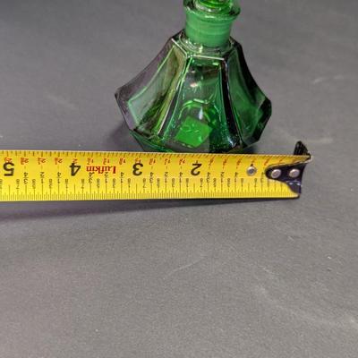 Bohemia Green Czech Glass Crystal Perfume Bottle