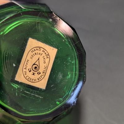 Bohemia Green Czech Glass Crystal Perfume Bottle