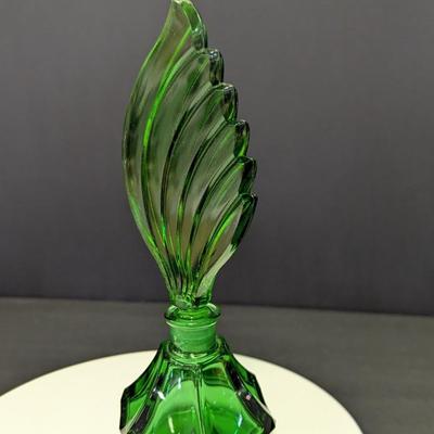 Bohemia Green Czech Glass Crystal Perfume Bottle