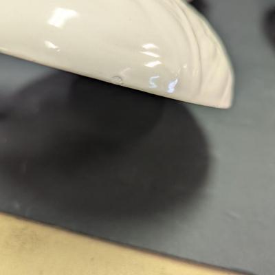 White Cabbage Soup Bowl & Cabbage Leaf Condiment Dishes Marked On The Bottom