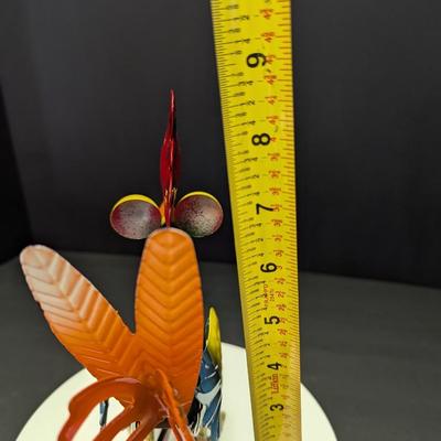 Whimsical Metal Rooster Sculpture Art #1