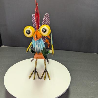 Whimsical Metal Rooster Sculpture Art #2