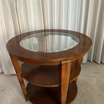 Beautiful Wooden 3 tier w/glass top Side Table