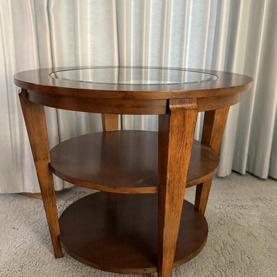 Beautiful Wooden 3 tier w/glass top Side Table