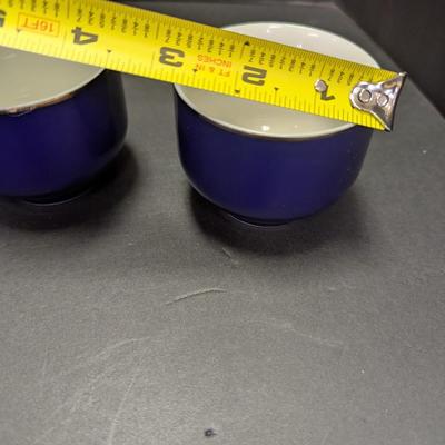 Vintage Asahi Japan Side Handle Tea Pot & Cups Cobalt Blue