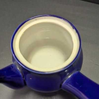 Vintage Asahi Japan Side Handle Tea Pot & Cups Cobalt Blue