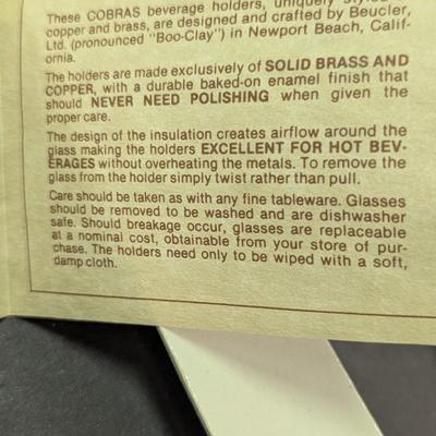 Set Of 4 Beucler Solid Copper Brass Cobras Coffee Beverage Holder Cup Mug