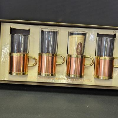 Set Of 4 Beucler Solid Copper Brass Cobras Coffee Beverage Holder Cup Mug