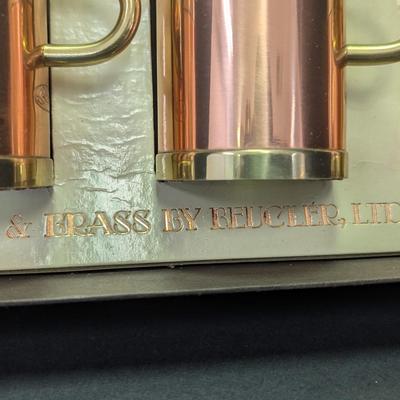 Set Of 4 Beucler Solid Copper Brass Cobras Coffee Beverage Holder Cup Mug