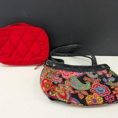 Vera Bradley Hanging Travel Organizer Shoulder Purse Handbag Symphony Quilted Paisley Floral
