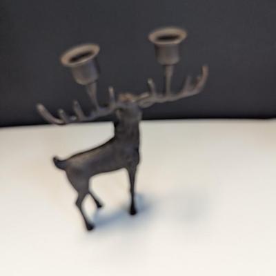 Metal Cast Deer Candle Holder