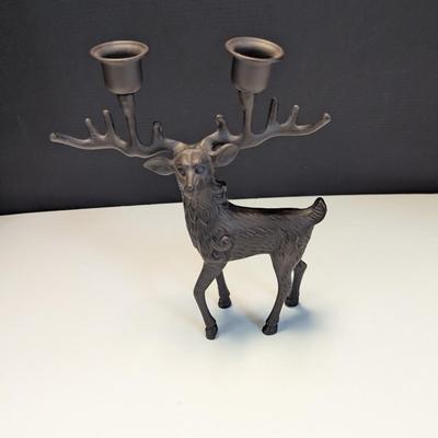 Metal Cast Deer Candle Holder