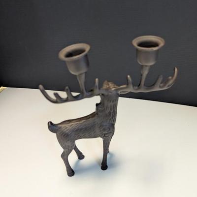 Metal Cast Deer Candle Holder