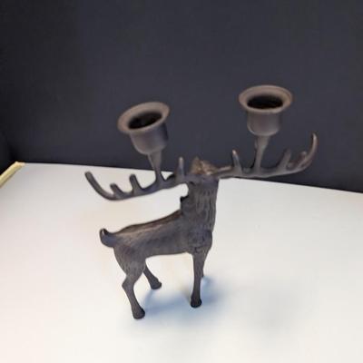 Metal Cast Deer Candle Holder