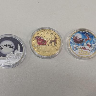 Commemorative Coins Santa Claus Silver Plated Embossed Medals Set 1