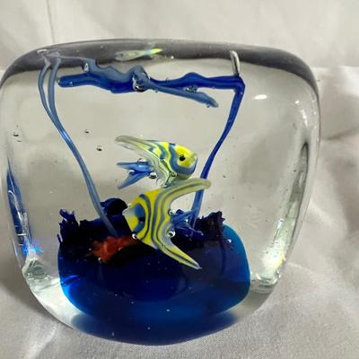 Handblown Glass Dolphins & Aquarium Paperweight (BGB-RG)