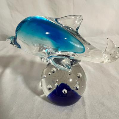 Handblown Glass Dolphins & Aquarium Paperweight (BGB-RG)