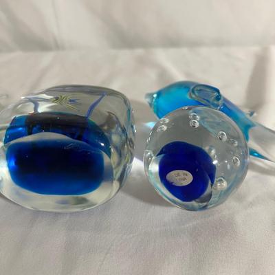 Handblown Glass Dolphins & Aquarium Paperweight (BGB-RG)