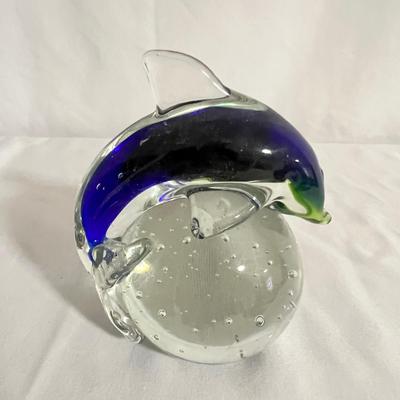 Handblown Glass Dolphins & Aquarium Paperweight (BGB-RG)