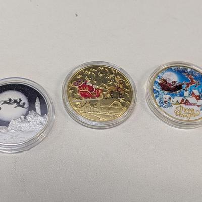 Commemorative Coins Santa Claus Silver Plated Embossed Medals Set 2