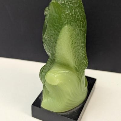 Mid-Century Vintage Two Owls On Branch Faux Jade Figure