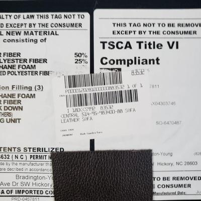 Bradington-Young Brown Leather Sofa (LR-KD)