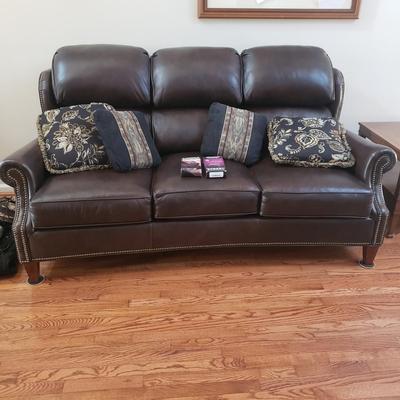 Bradington-Young Brown Leather Sofa (LR-KD)
