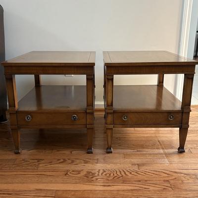 Two Drexel Side Tables With Dovetail Drawers (LR-SF)