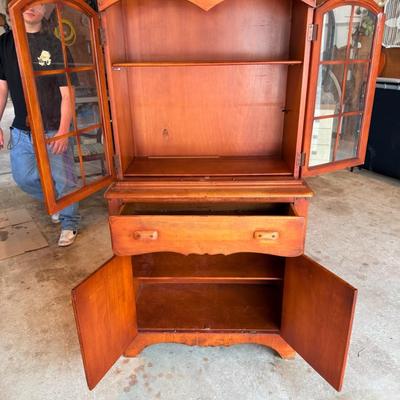 Depression Era Small Glass Front Hutch