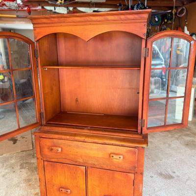 Depression Era Small Glass Front Hutch