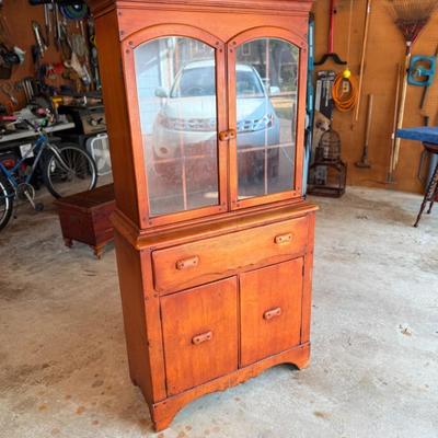 Depression Era Small Glass Front Hutch