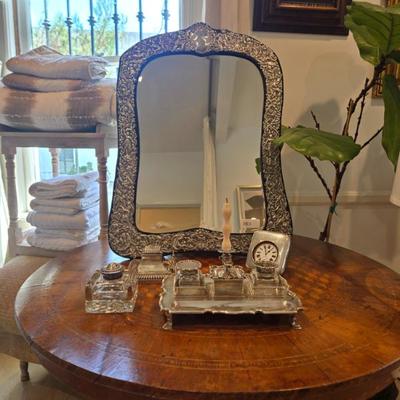 Silver mirro and inkwells 