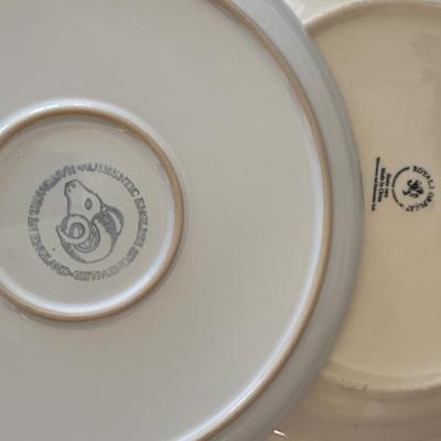 Blue dishes and tea pot