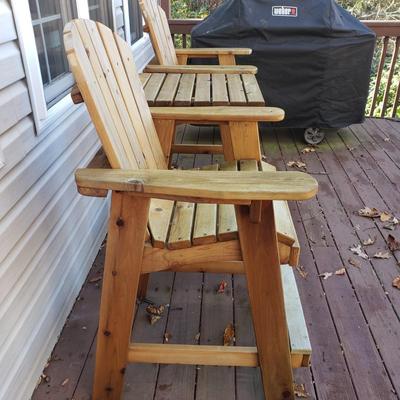 Pair of Wooden Captain Chairs and Table (UD-KD)