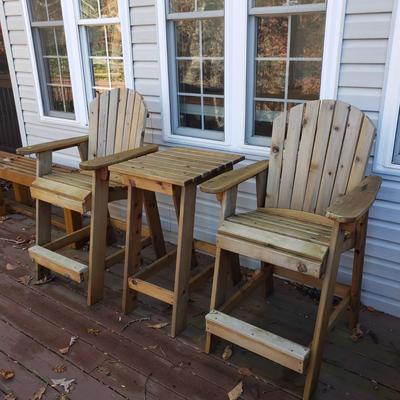 Pair of Wooden Captain Chairs and Table (UD-KD)